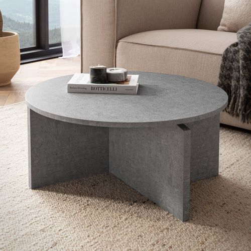 Table Basse Canapé De Salon 70 Cm Grande Ronde Moderne Contemporain Gris