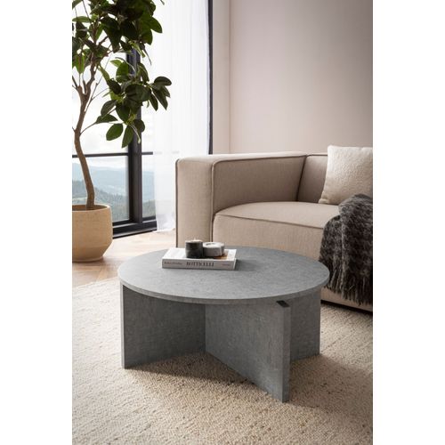 Table Basse Canapé De Salon 70 Cm Grande Ronde Moderne Contemporain Gris