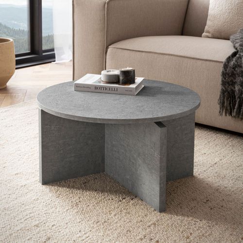 Table Basse Canapé De Salon 60 Cm Petite Ronde Moderne Contemporain Gris
