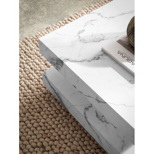 Table Basse Canapé De Salon 60 Cm Carré Moderne Avec Espace De Rangement Blanc