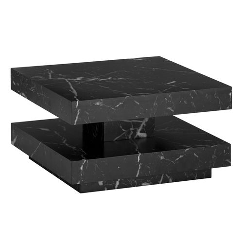 Table Basse Canapé De Salon 60 Cm Carré Moderne Avec Espace De Rangement Noir