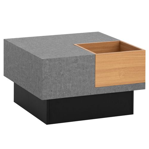 Table Basse Canapé De Salon 65 Cm Aspect Béton Carrée Rangement Gris