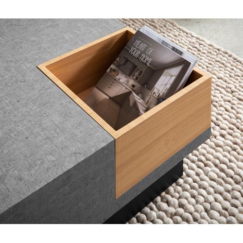 Table Basse Canapé De Salon 65 Cm Aspect Béton Carrée Rangement Gris