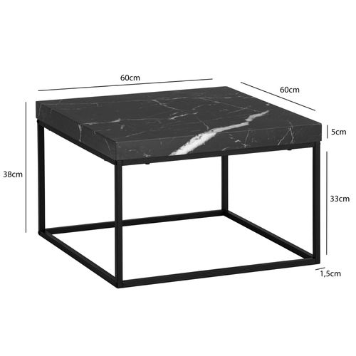 Table Basse Canapé De Salon 60 Cm Design Moderne Petite Carrée Métal Noir