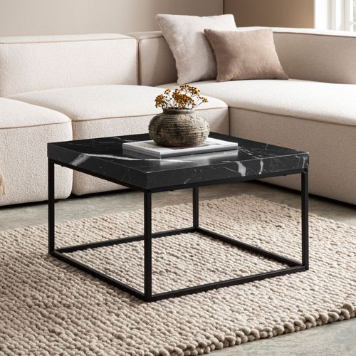 Table Basse Canapé De Salon 60 Cm Design Moderne Petite Carrée Métal Noir