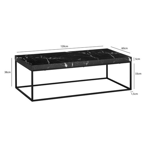 Table Basse Canapé De Salon 120 Cm Grande Design Moderne Rectangulaire Noir