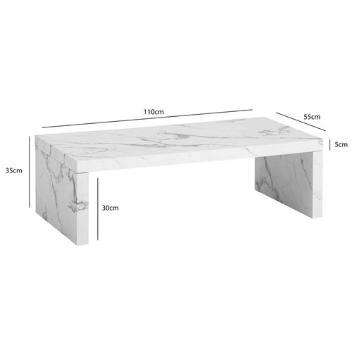 Table Basse De Salon 110 Cm Grande Design Moderne Rectangulaire Simple Blanc