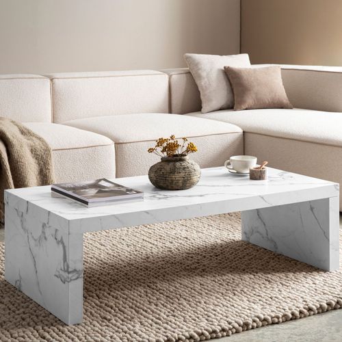 Table Basse De Salon 110 Cm Grande Design Moderne Rectangulaire Simple Blanc