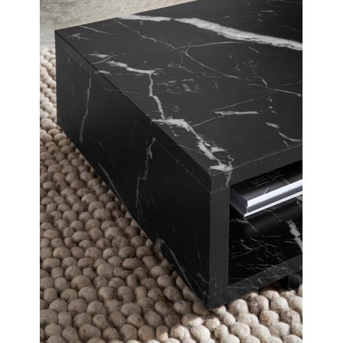 Table Basse De Salon 100 Cm Grande Moderne Rangement Rectangulaire Noir