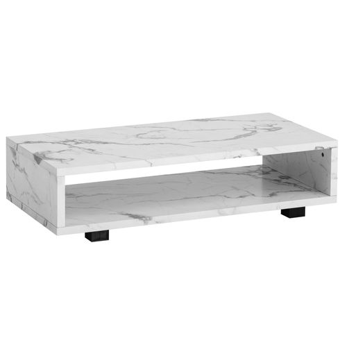 Table Basse De Salon 100 Cm Grande Moderne Rangement Rectangulaire Blanc