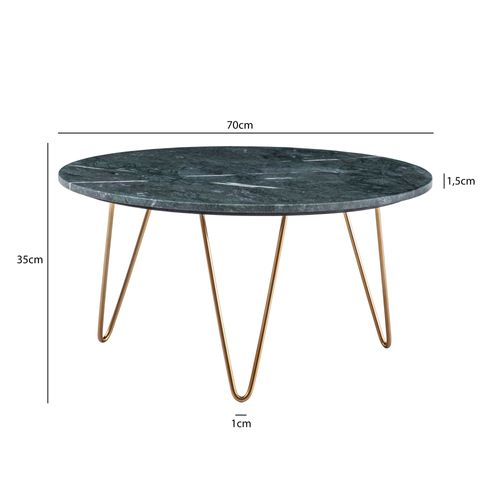 Table Basse De Salon Ø 70 Cm Véritable Marbre Vert Grande Moderne Ronde