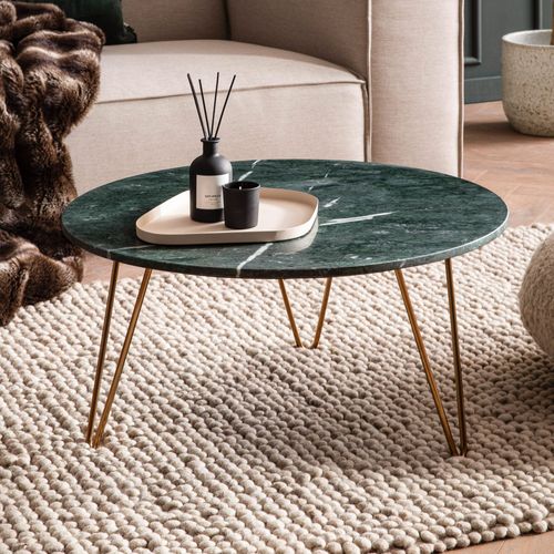 Table Basse De Salon Ø 70 Cm Véritable Marbre Vert Grande Moderne Ronde