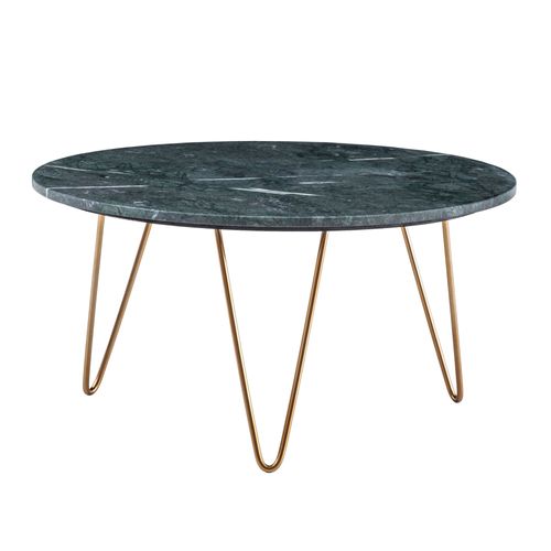 Table Basse De Salon Ø 70 Cm Véritable Marbre Vert Grande Moderne Ronde