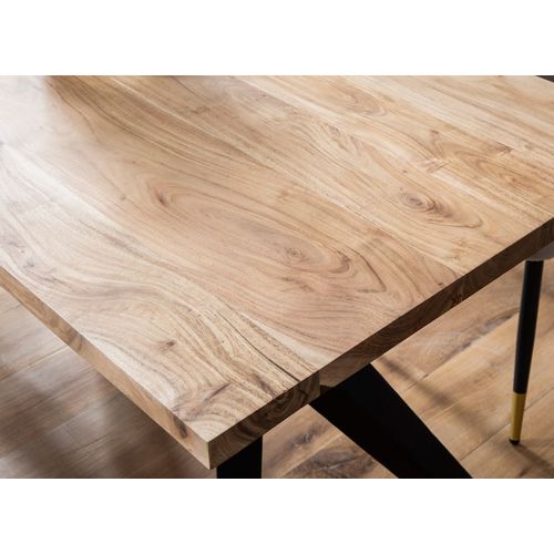 Bureau 180 Cm Bois Massif Acacia Métal Table D’ordinateur Industriel Petit