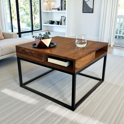 Table Basse Table De Canapé En Bois Massif 60 Cm Table De Salon Carrée