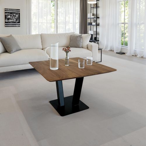 Table Basse Table De Salon Carrée En Bois D'acacia Massif 60 Cm Industriel