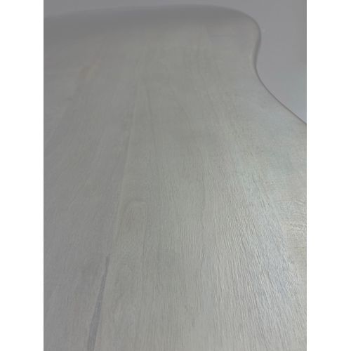 Table Salle à Manger 180x90 Cm Bois De Manguier Blanc Design Rétro