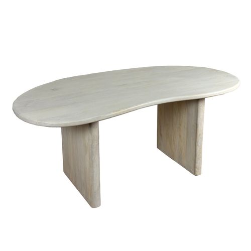 Table Salle à Manger 180x90 Cm Bois De Manguier Blanc Design Rétro