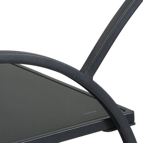 Desserte Chariot De Bar En Métal Noir, Étagères En Verre, 2 Niveaux, Roulettes