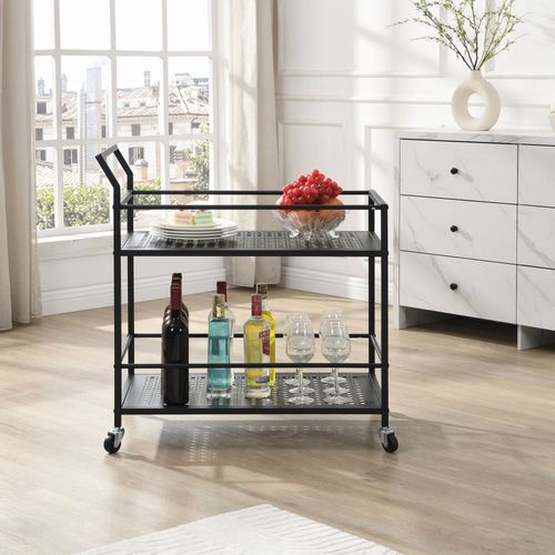 Desserte En Métal à 2 Niveaux Avec Roulettes, Desserte Cuisine, Desserte De Bar