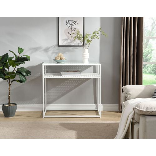 Console Table De Rangement Verre Métal 80 Cm Table De Couloir Étroite Moderne