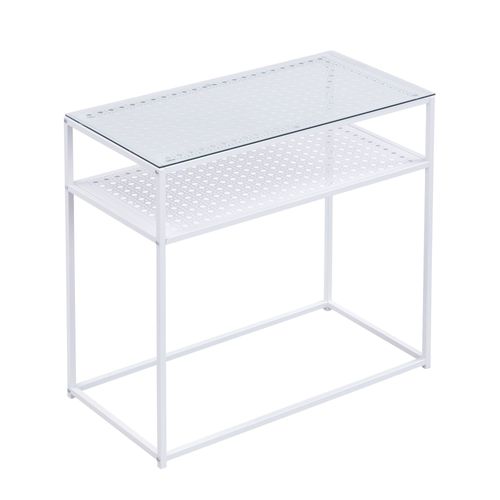 Console Table De Rangement Verre Métal 80 Cm Table De Couloir Étroite Moderne