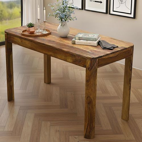 Table à Manger Rectangulaire Sheesham Bois Massif 120cm Pour Jusqu'à 6 Personnes