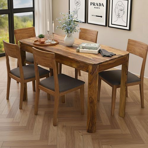Table à Manger Rectangulaire Sheesham Bois Massif 120cm Pour Jusqu'à 6 Personnes