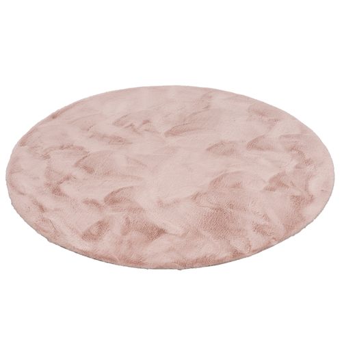 Tapis En Fourrure Plush Rond 160cm Vieux Rose