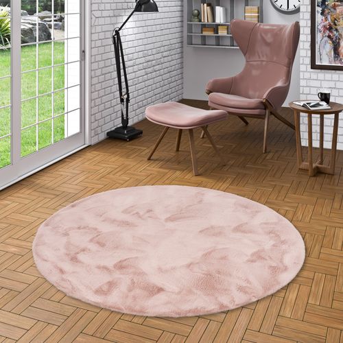 Tapis En Fourrure Plush Rond 160cm Vieux Rose