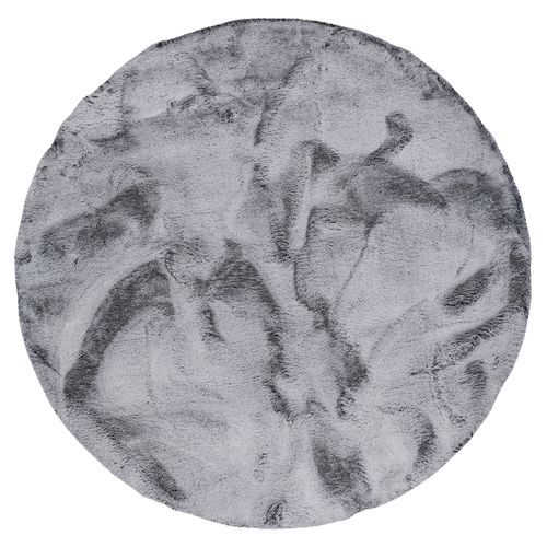 Tapis En Fourrure Plush Rond 120cm Gris