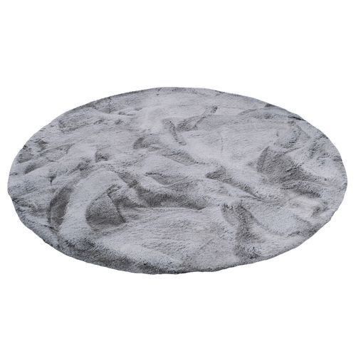 Tapis En Fourrure Plush Rond 120cm Gris
