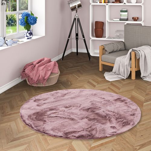 Tapis En Fourrure Plush Rond 160cm Violet