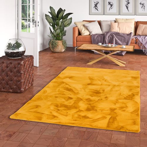 Tapis En Fourrure Plush 120x170cm Jaune