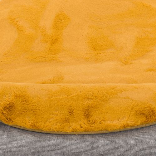 Tapis En Fourrure Plush Rond 80cm Jaune