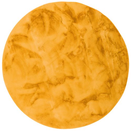 Tapis En Fourrure Plush Rond 80cm Jaune