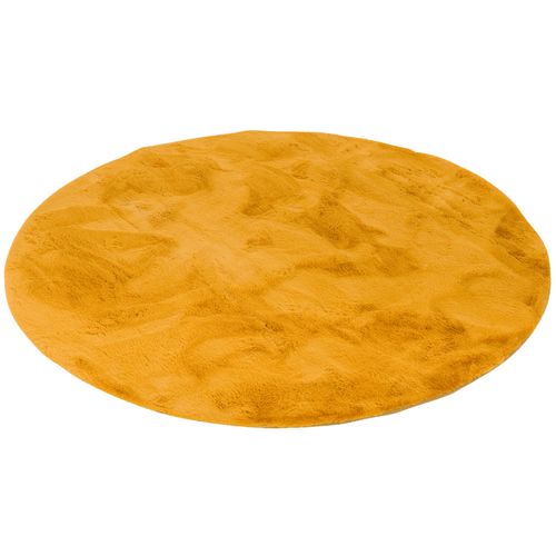 Tapis En Fourrure Plush Rond 160cm Jaune