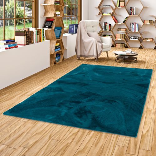 Tapis En Fourrure Plush 70x140cm Bleu Foncé