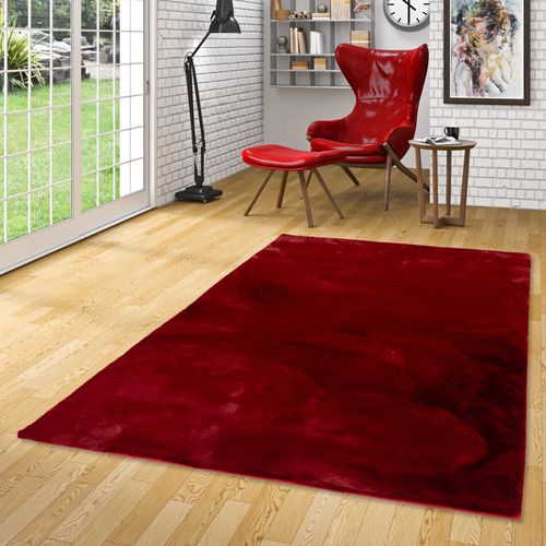 Tapis En Fourrure Plush 120x170cm Rouge