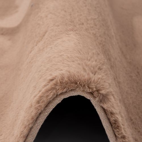 Tapis En Fourrure Plush Rond 80cm Brun