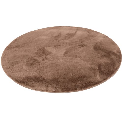 Tapis En Fourrure Plush Rond 80cm Brun