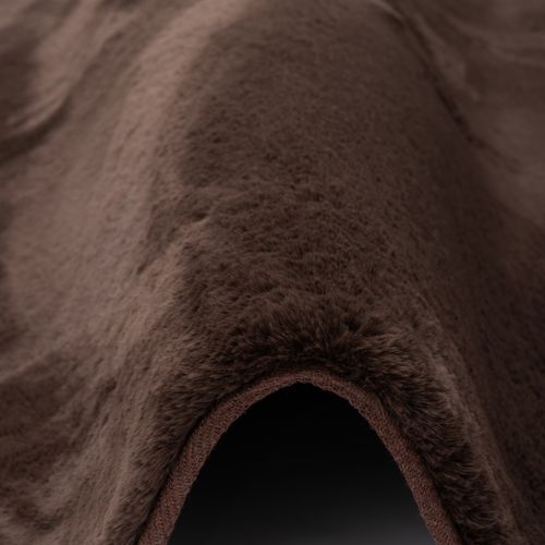 Tapis En Fourrure Plush Rond 80cm Brun