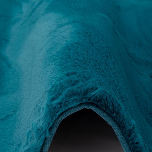 Tapis En Fourrure Plush Rond 80cm Bleu Foncé