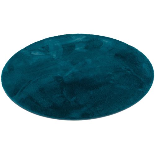 Tapis En Fourrure Plush Rond 80cm Bleu Foncé