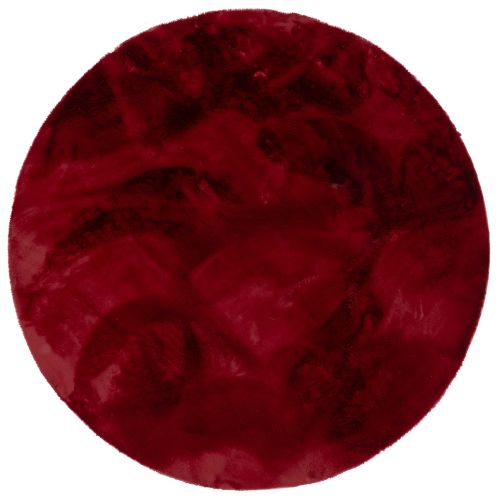 Tapis En Fourrure Plush Rond 120cm Rouge