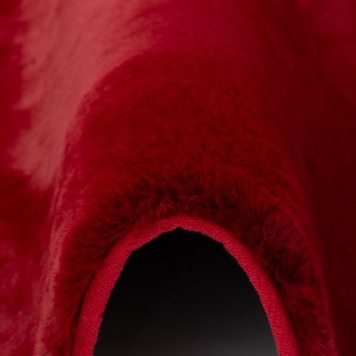 Tapis En Fourrure Plush Rond 160cm Rouge