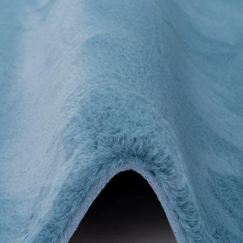 Tapis En Fourrure Plush Rond 160cm Bleu