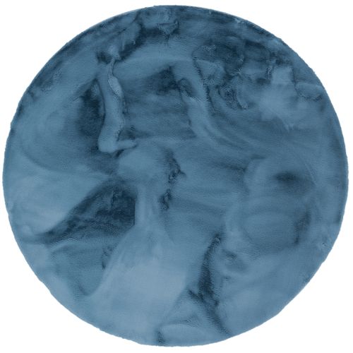 Tapis En Fourrure Plush Rond 160cm Bleu