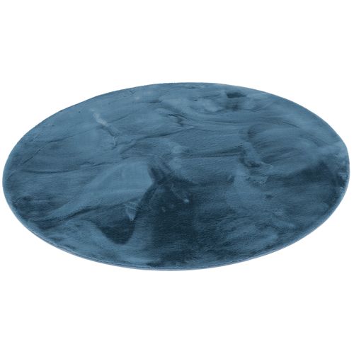 Tapis En Fourrure Plush Rond 160cm Bleu