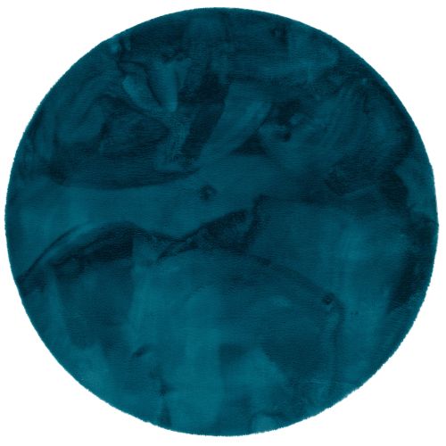Tapis En Fourrure Plush Rond 160cm Bleu Foncé